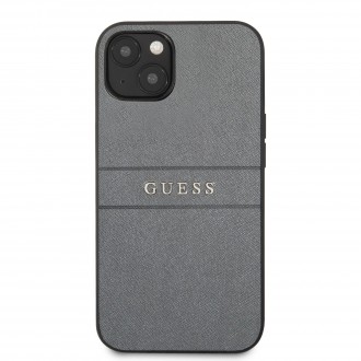 Guess PU Leather Saffiano Zadní Kryt pro iPhone 13 Grey (GUHCP13MPSASBGR)