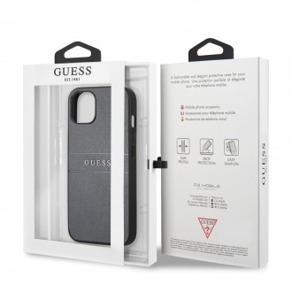 Guess PU Leather Saffiano Zadní Kryt pro iPhone 13 Grey (GUHCP13MPSASBGR)