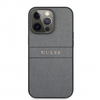 Guess PU Leather Saffiano Zadní Kryt pro iPhone 13 Pro Grey (GUHCP13LPSASBGR)