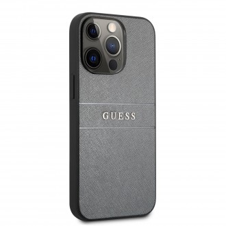 Guess PU Leather Saffiano Zadní Kryt pro iPhone 13 Pro Grey (GUHCP13LPSASBGR)