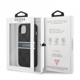 Guess PU 4G Printed Stripe Zadní Kryt pro iPhone 13 Grey (GUHCP13M4GDGR)