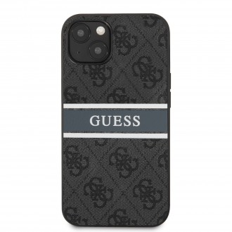 Guess PU 4G Printed Stripe Zadní Kryt pro iPhone 13 Grey (GUHCP13M4GDGR)