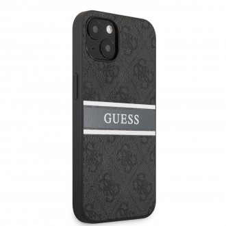 Guess PU 4G Printed Stripe Zadní Kryt pro iPhone 13 Grey (GUHCP13M4GDGR)