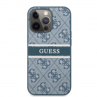 Guess PU 4G Printed Stripe Zadní Kryt pro iPhone 13 Pro Max Blue (GUHCP13X4GDBL)
