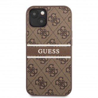 Guess PU 4G Printed Stripe Zadní Kryt pro iPhone 13 Mini Brown (GUHCP13S4GDBR)