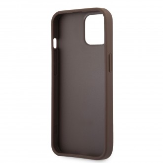 Guess PU 4G Printed Stripe Zadní Kryt pro iPhone 13 Mini Brown (GUHCP13S4GDBR)
