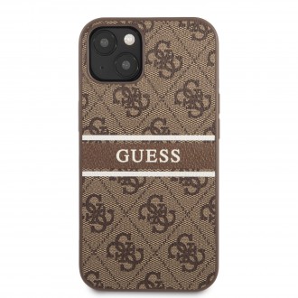 Guess PU 4G Printed Stripe Zadní Kryt pro iPhone 13 Brown (GUHCP13M4GDBR)