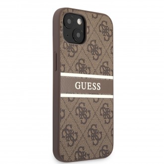 Guess PU 4G Printed Stripe Zadní Kryt pro iPhone 13 Brown (GUHCP13M4GDBR)