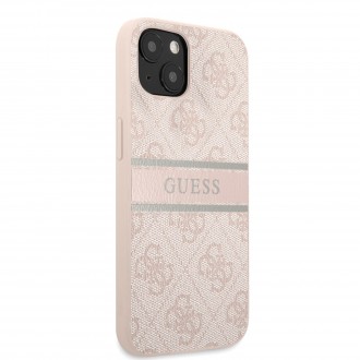 Guess PU 4G Printed Stripe Zadní Kryt pro iPhone 13 Mini Pink (GUHCP13S4GDPI)