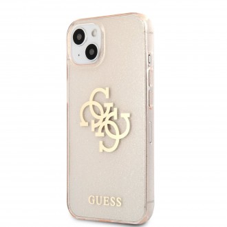 Guess TPU Big 4G Full Glitter Zadní Kryt pro iPhone 13 mini Gold (GUHCP13SPCUGL4GGO)