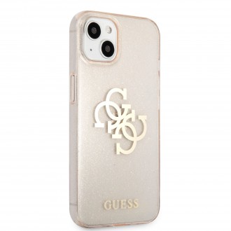 Guess TPU Big 4G Full Glitter Zadní Kryt pro iPhone 13 mini Gold (GUHCP13SPCUGL4GGO)