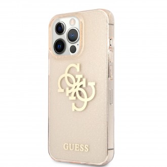 Guess TPU Big 4G Full Glitter Zadní Kryt pro iPhone 13 Pro Gold (GUHCP13LPCUGL4GGO)
