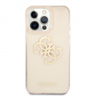 Guess TPU Big 4G Full Glitter Zadní Kryt pro iPhone 13 Pro Gold (GUHCP13LPCUGL4GGO)