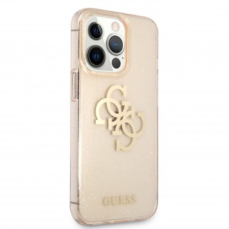 Guess TPU Big 4G Full Glitter Zadní Kryt pro iPhone 13 Pro Gold (GUHCP13LPCUGL4GGO)