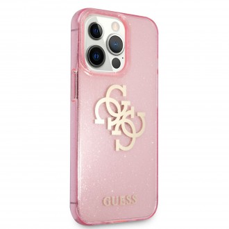 Guess TPU Big 4G Full Glitter Zadní Kryt pro iPhone 13 Pro Pink (GUHCP13LPCUGL4GPI)