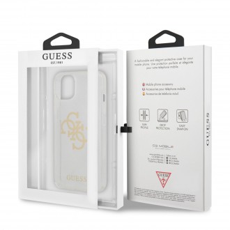 Guess TPU Big 4G Full Glitter Zadní Kryt pro iPhone 13 mini Transparent (GUHCP13SPCUGL4GTR)