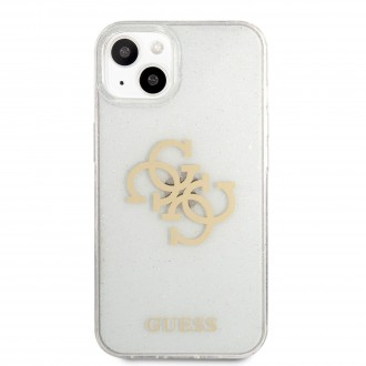 Guess TPU Big 4G Full Glitter Zadní Kryt pro iPhone 13 mini Transparent (GUHCP13SPCUGL4GTR)