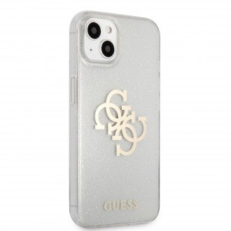 Guess TPU Big 4G Full Glitter Zadní Kryt pro iPhone 13 mini Transparent (GUHCP13SPCUGL4GTR)