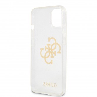 Guess TPU Big 4G Full Glitter Zadní Kryt pro iPhone 13 mini Transparent (GUHCP13SPCUGL4GTR)
