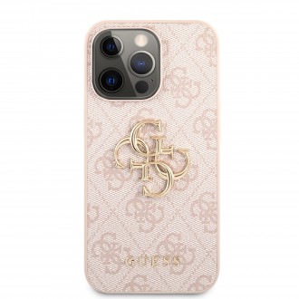 Guess PU 4G Metal Logo Zadní Kryt pro iPhone 13 Pro Max Pink (GUHCP13X4GMGPI)