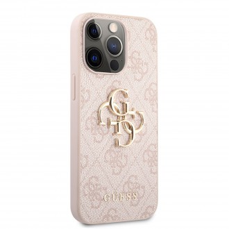 Guess PU 4G Metal Logo Zadní Kryt pro iPhone 13 Pro Max Pink (GUHCP13X4GMGPI)