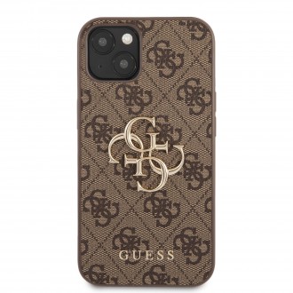 Guess PU 4G Metal Logo Zadní Kryt pro iPhone 13 Brown (GUHCP13M4GMGBR)