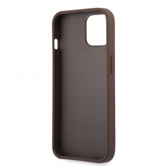 Guess PU 4G Metal Logo Zadní Kryt pro iPhone 13 Brown (GUHCP13M4GMGBR)