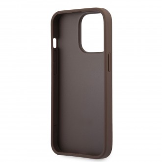 Guess PU 4G Metal Logo Zadní Kryt pro iPhone 13 Pro Brown (GUHCP13L4GMGBR)