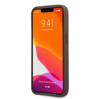 Guess PU 4G Metal Logo Zadní Kryt pro iPhone 13 Pro Max Brown (GUHCP13X4GMGBR)