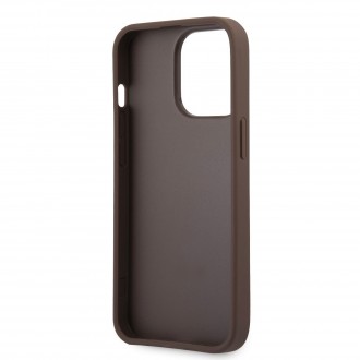 Guess PU 4G Metal Logo Zadní Kryt pro iPhone 13 Pro Max Brown (GUHCP13X4GMGBR)