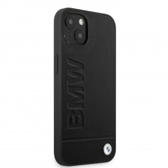 BMHCP13SSLLBK BMW Leather Hot Stamp Kryt pro iPhone 13 mini Black