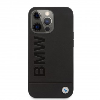 BMHCP13LSLLBK BMW Leather Hot Stamp Kryt pro iPhone 13 Pro Black