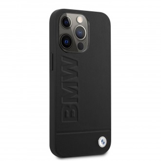 BMHCP13LSLLBK BMW Leather Hot Stamp Kryt pro iPhone 13 Pro Black