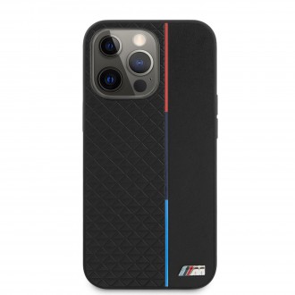 BMHCP13LTRTBK BMW PU Triangles Tricolor Line Kryt pro iPhone 13 Pro Black