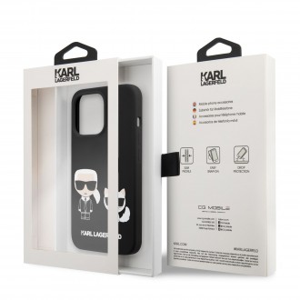 Karl Lagerfeld and Choupette Liquid Silicone Pouzdro pro iPhone 13 Pro Black (KLHCP13LSSKCK)