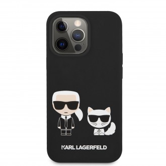Karl Lagerfeld and Choupette Liquid Silicone Pouzdro pro iPhone 13 Pro Black (KLHCP13LSSKCK)