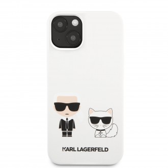 Karl Lagerfeld and Choupette Liquid Silicone Pouzdro pro iPhone 13 White (KLHCP13MSSKCW)