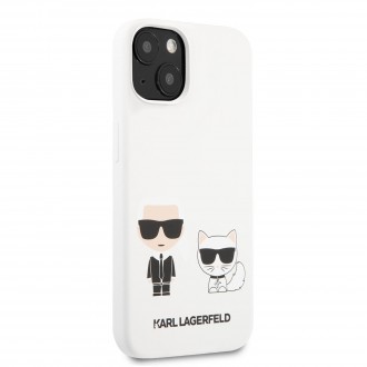 Karl Lagerfeld and Choupette Liquid Silicone Pouzdro pro iPhone 13 White (KLHCP13MSSKCW)