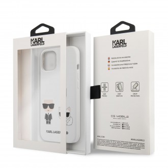 Karl Lagerfeld and Choupette Liquid Silicone Pouzdro pro iPhone 13 White (KLHCP13MSSKCW)