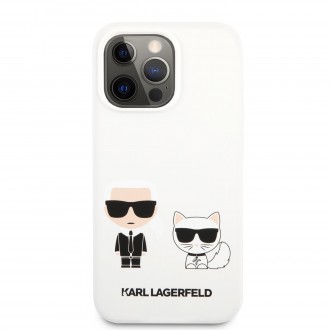 Karl Lagerfeld and Choupette Liquid Silicone Pouzdro pro iPhone 13 Pro White (KLHCP13LSSKCW)