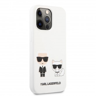 Karl Lagerfeld and Choupette Liquid Silicone Pouzdro pro iPhone 13 Pro White (KLHCP13LSSKCW)