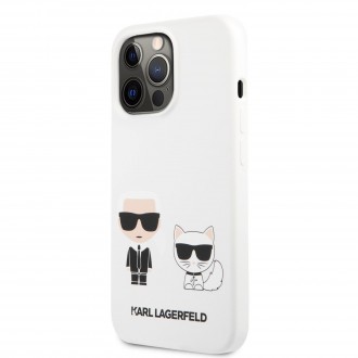 Karl Lagerfeld and Choupette Liquid Silicone Pouzdro pro iPhone 13 Pro Max White (KLHCP13XSSKCW)