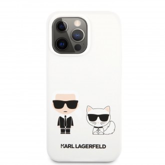 Karl Lagerfeld and Choupette Liquid Silicone Pouzdro pro iPhone 13 Pro Max White (KLHCP13XSSKCW)