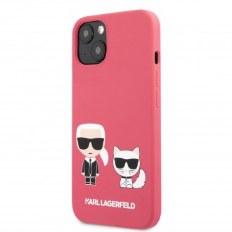 Karl Lagerfeld and Choupette Liquid Silicone Pouzdro pro iPhone 13 Red (KLHCP13MSSKCP)