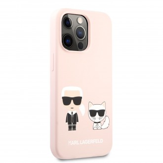 Karl Lagerfeld and Choupette Liquid Silicone Pouzdro pro iPhone 13 Pro Max Pink (KLHCP13XSSKCI)