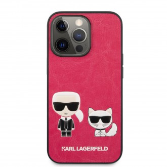 Karl Lagerfeld and Choupette PU Leather Pouzdro pro iPhone 13 Pro Fuchsia (KLHCP13LPCUSKCP)