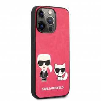 Karl Lagerfeld and Choupette PU Leather Pouzdro pro iPhone 13 Pro Fuchsia (KLHCP13LPCUSKCP)