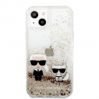 Karl Lagerfeld Liquid Glitter Karl and Choupette Kryt pro iPhone 13 Gold (KLHCP13MGKCD)