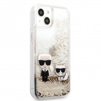 Karl Lagerfeld Liquid Glitter Karl and Choupette Kryt pro iPhone 13 Gold (KLHCP13MGKCD)