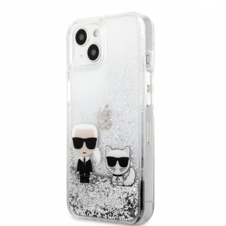 Karl Lagerfeld Liquid Glitter Karl and Choupette Kryt pro iPhone 13 mini Silver (KLHCP13SGKCS)